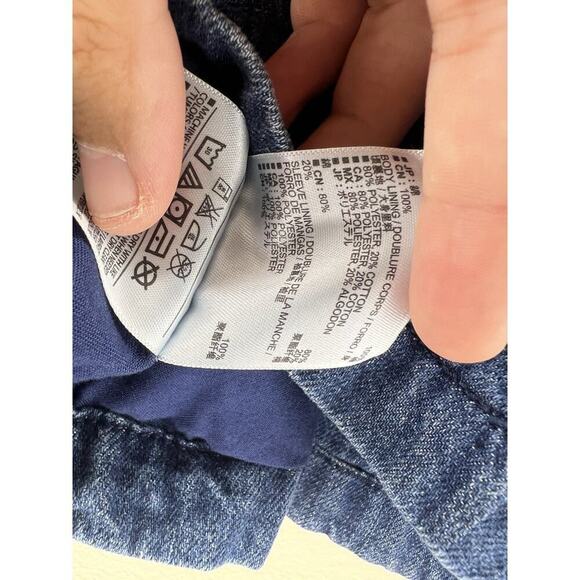 Old Navy Denim Peacoat Jacket, Blue, Cotton Blend, Double Breasted Toddler Girl - Picture 9 of 11